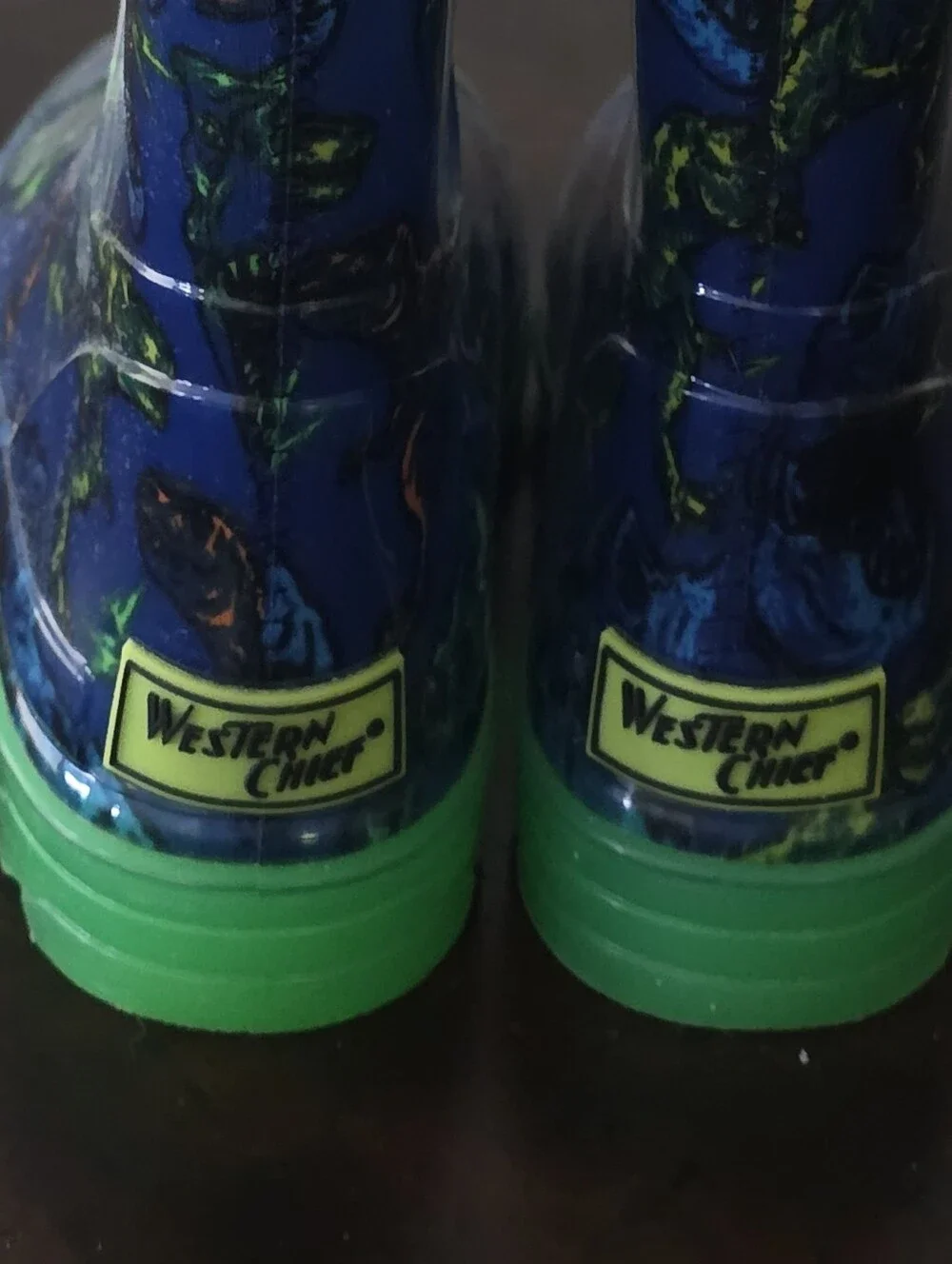 Western Chiefs Kids Blue T Rex Light Up Rainboots Dinosaur Print Size 12
